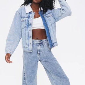 Faux Fur-Collar Denim Jacket